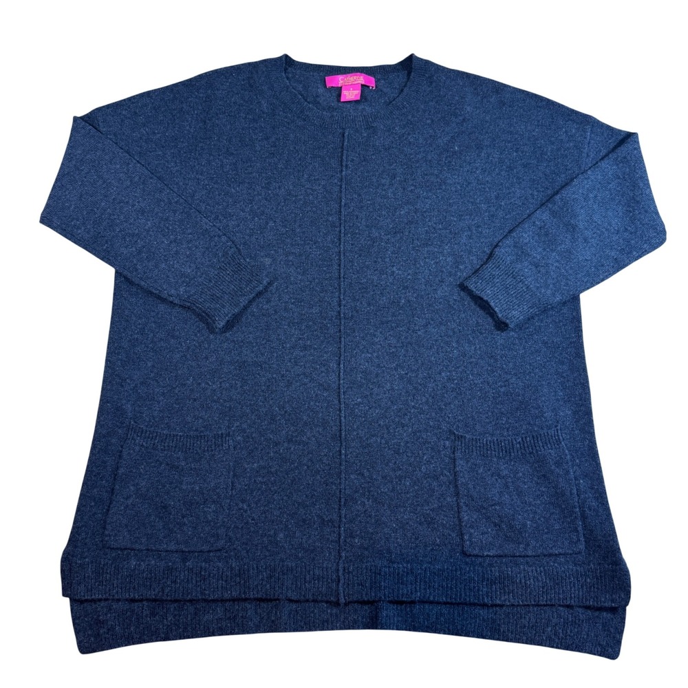 Catherine Malandrino 100% Cashmere Sweater Blue Gray Tunic Women's S Luxurious